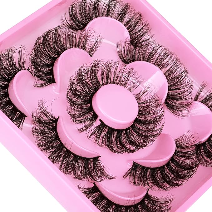 Focipeysa Lashes Mink Fluffy Wispy False Eyelashes 20mm Dramatic Faux Mink Eyelashes D Curl Long Fake Lashes Pack Look Like Extension
