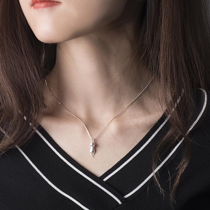 S.Leaf 925 Sterling Silver Cat Necklace Jewelry for Women Trendy Dainty Charm Pendant Necklaces Best Friend Birthday Gifts for Her Sister Mom Wife Womens