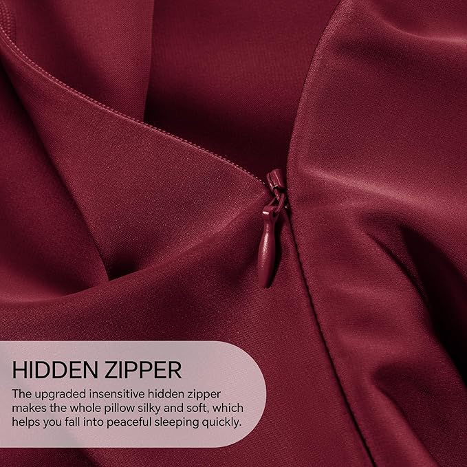 INFIIXSO Mulberry Silk Pillow Case King Size, Silk Pillowcase with Hidden Zipper 20"x36", Extraordinary Smooth and Soft Pillow Cases for Hair and Skin(Burgundy, 1 Pack)