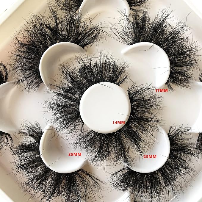 Pooplunch False Eyelashes 25MM Volume Dramatic Faux Mink Lashes 5 Pairs Long Thick Messy Crossed Fake Eye Lashes Strips Pack