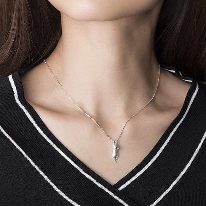 S.Leaf 925 Sterling Silver Cat Necklace Jewelry for Women Trendy Dainty Charm Pendant Necklaces Best Friend Birthday Gifts for Her Sister Mom Wife Womens