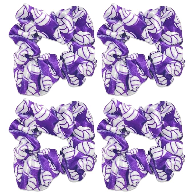 Volleyball Scrunchies, Velvet Hair Ties Headband Accessory, Set of 4 Purple