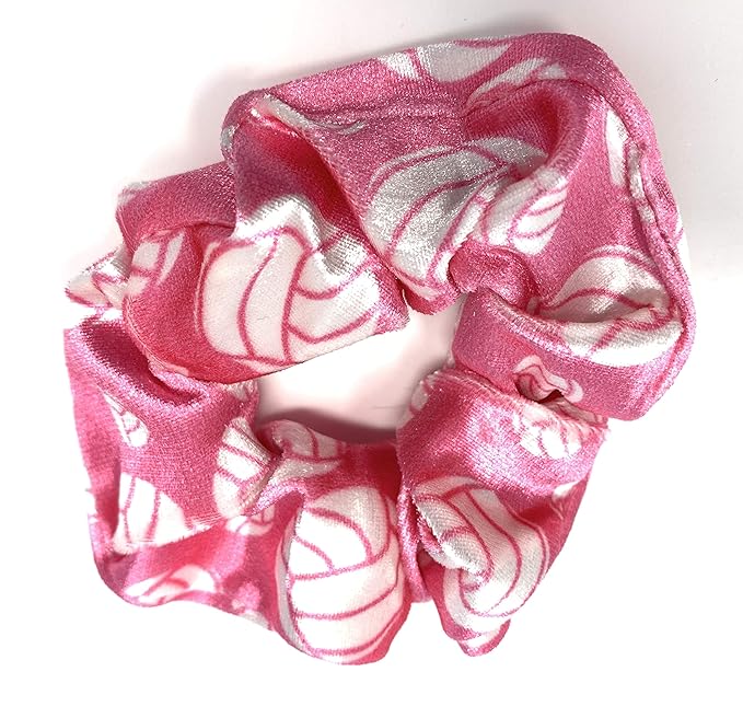 Volleyball Scrunchies, Velvet Hair Ties Headband Accessory, Set of 4 Pink