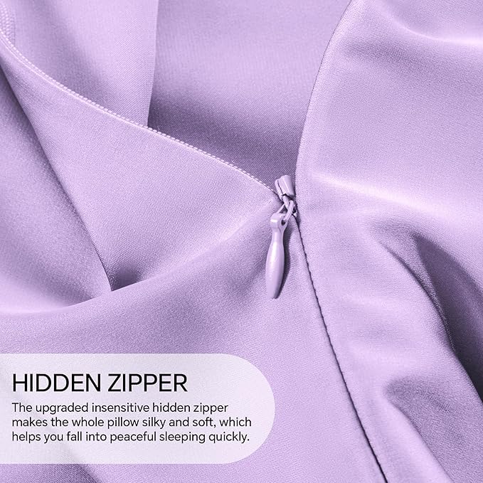 INFIIXSO Silk Pillow Cases 2 Pack Standard Size, Ultra Smooth & Soft Mulberry Silk Pillow Case for Hair and Skin, Breathable Cooling Silk Pillowcase with Hidden Zipper (Lavender, 20x26 Inches)