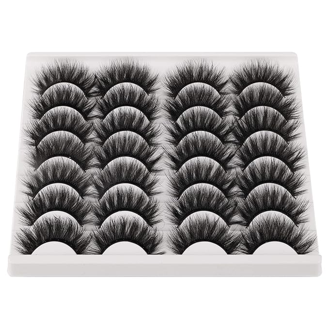 JIMIRE False Eyelashes Mink Fluffy Volume Lashes 3D Wispy Long Fake Eyelashes 14 Pairs Pack