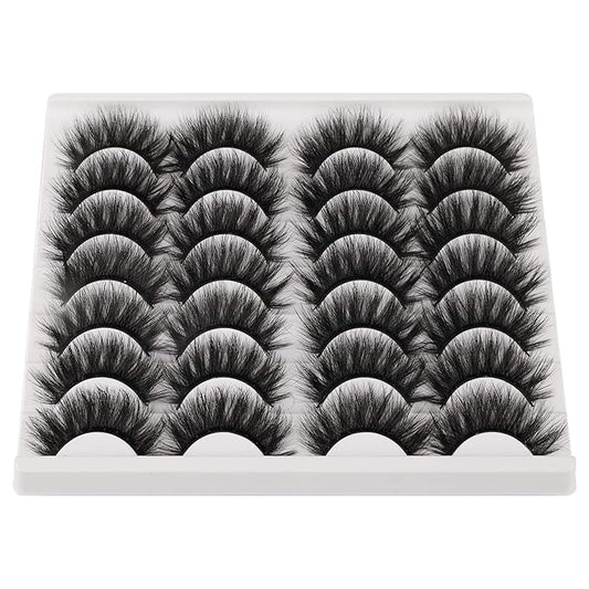 JIMIRE False Eyelashes Mink Fluffy Volume Lashes 3D Wispy Long Fake Eyelashes 14 Pairs Pack