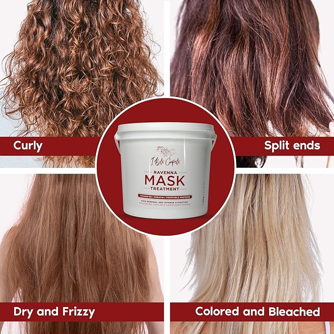 I Belli Capelli Ravenna B-tox Organic Kit - Hair B-tox Treatment (35.2 Fl Oz) Formaldehyde-Free + Hair Mask for Damaged Hair (52.9 fl oz) - Straightening, Intense Shine & Moisture for All Hair Types