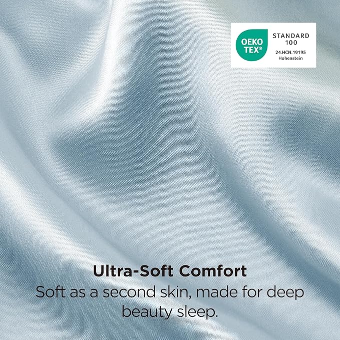 Bedsure King Size Satin Pillowcase Set of 2 - Celestial Blue Silky Pillow Cases for Hair and Skin with Envelope Closure, Similar to Silk Pillow Cases, Gifts for Women Men, 20x36 Inches, 2pcs