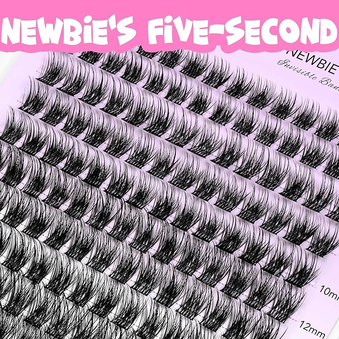 VEYESBEAUTY Lash Clusters Individual Eyelash Extensions Thin & Invisible Band DIY False Eyelashes for Self-application Newbie's Five-Second Series Wispy Lash Tray, Dreamy 8-16mm Mixed Length